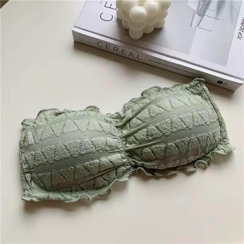 Yellow Women Crocodile Strapless Thin Breathable Lace Tops (free Size)