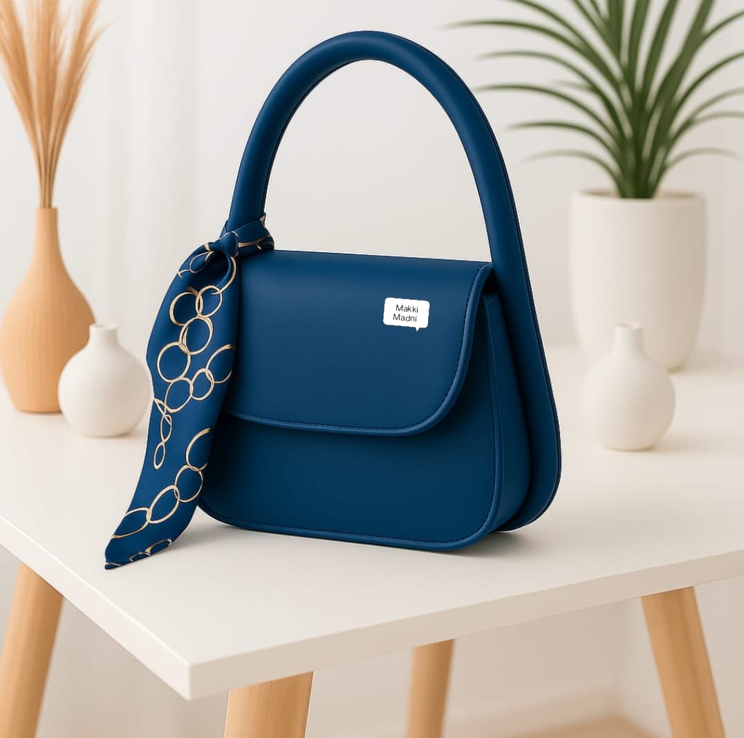 Elegant Black Handbag with Scarf Detail