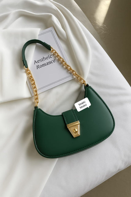 Green Solid Crossbody Bag