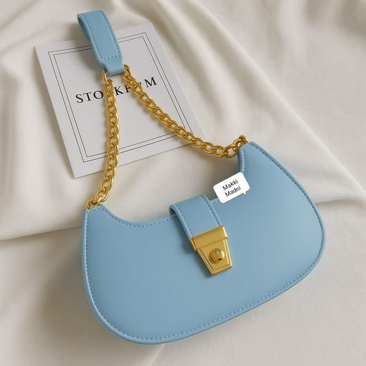 Blue Solid Crossbody Bag