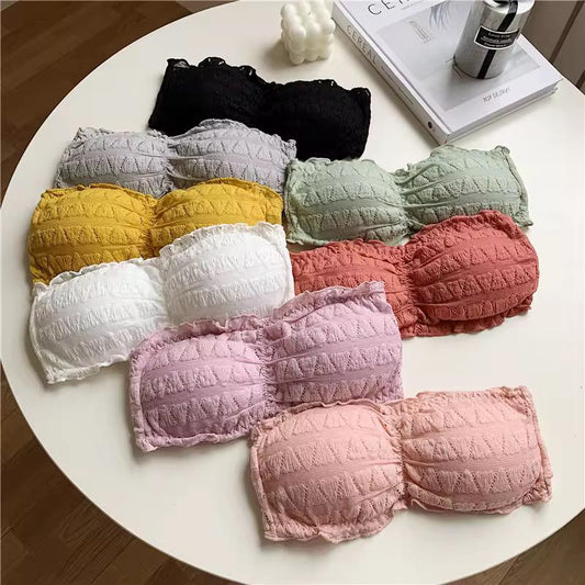 Women Crocodile  Strapless Thin Breathable Lace Tops  (free Size) Pack of 3 pcs