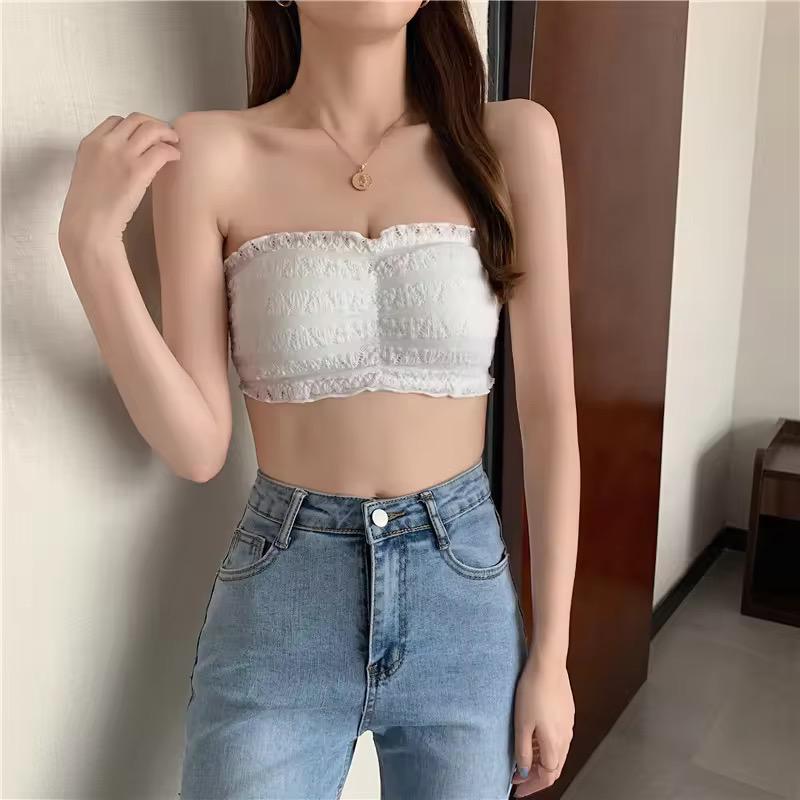 Women Crocodile  Strapless Thin Breathable Lace Tops  (free Size) Pack of 3 pcs