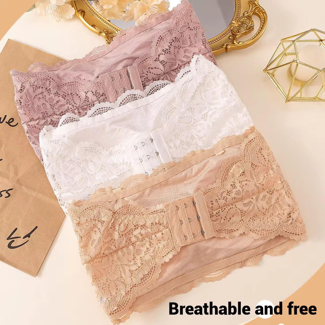 Beige Strapless Tube Top Lace Bra (Free Size)